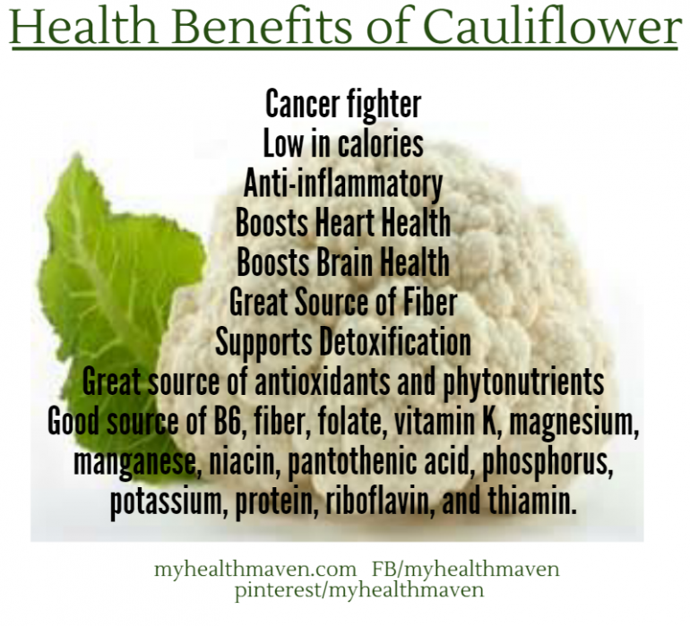 Health Benefits of Cauliflower My Health Maven